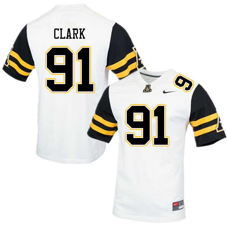 Men #91 Markus Clark Appalachian State Mountaineers College Football Jerseys Sale-White